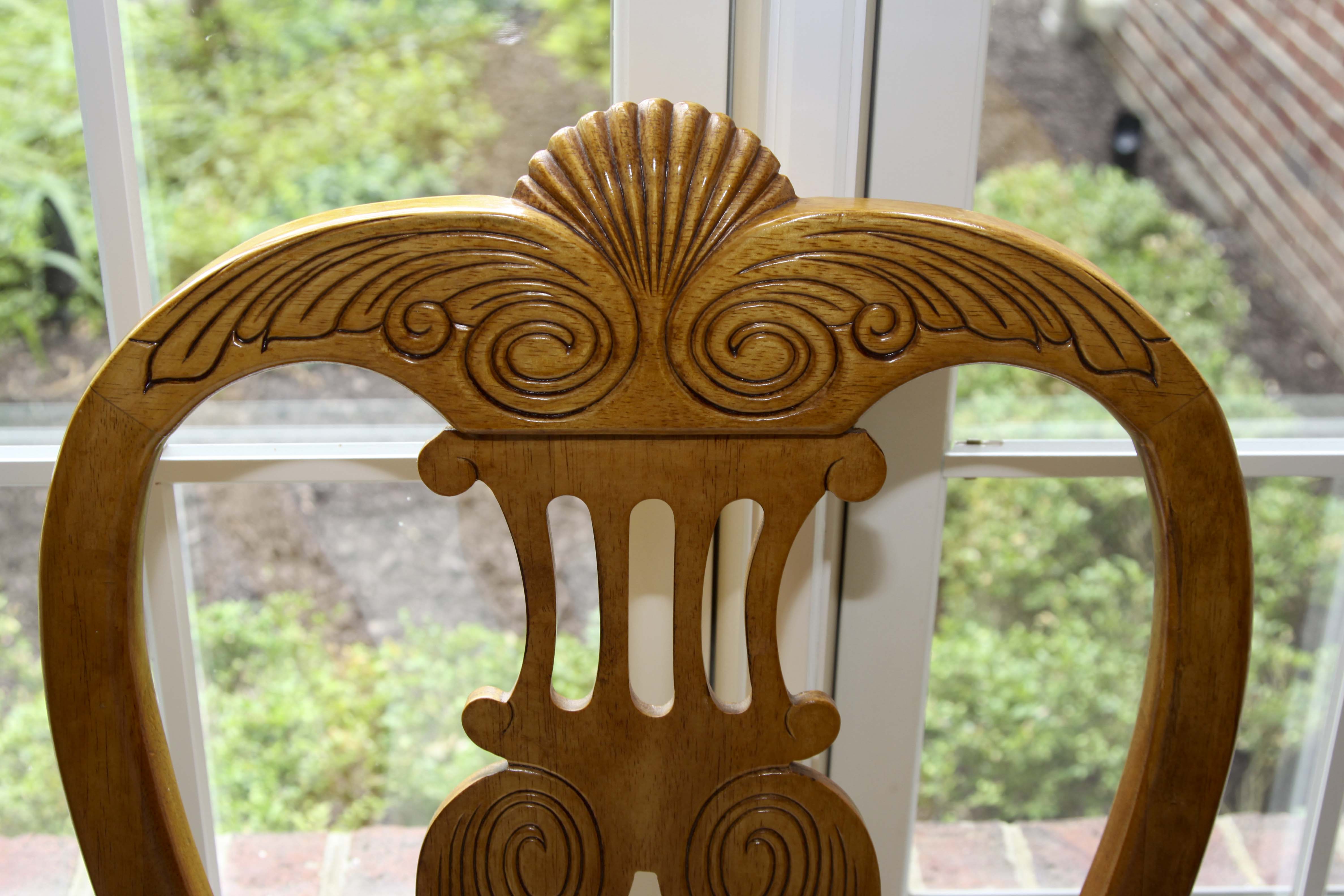 Elegant Olive Wood Dining Room Table and Eight Chairs