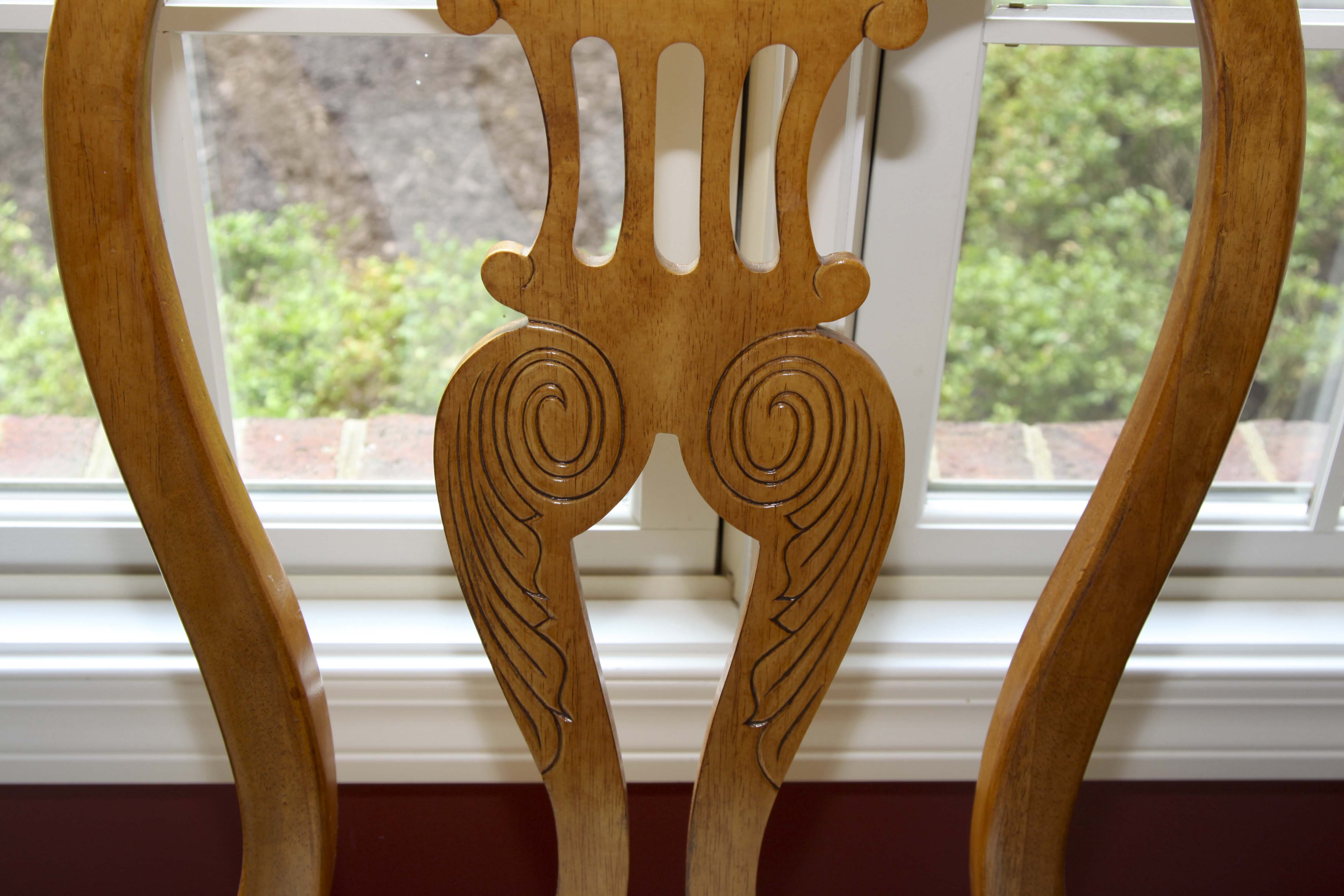 Elegant Olive Wood Dining Room Table and Eight Chairs
