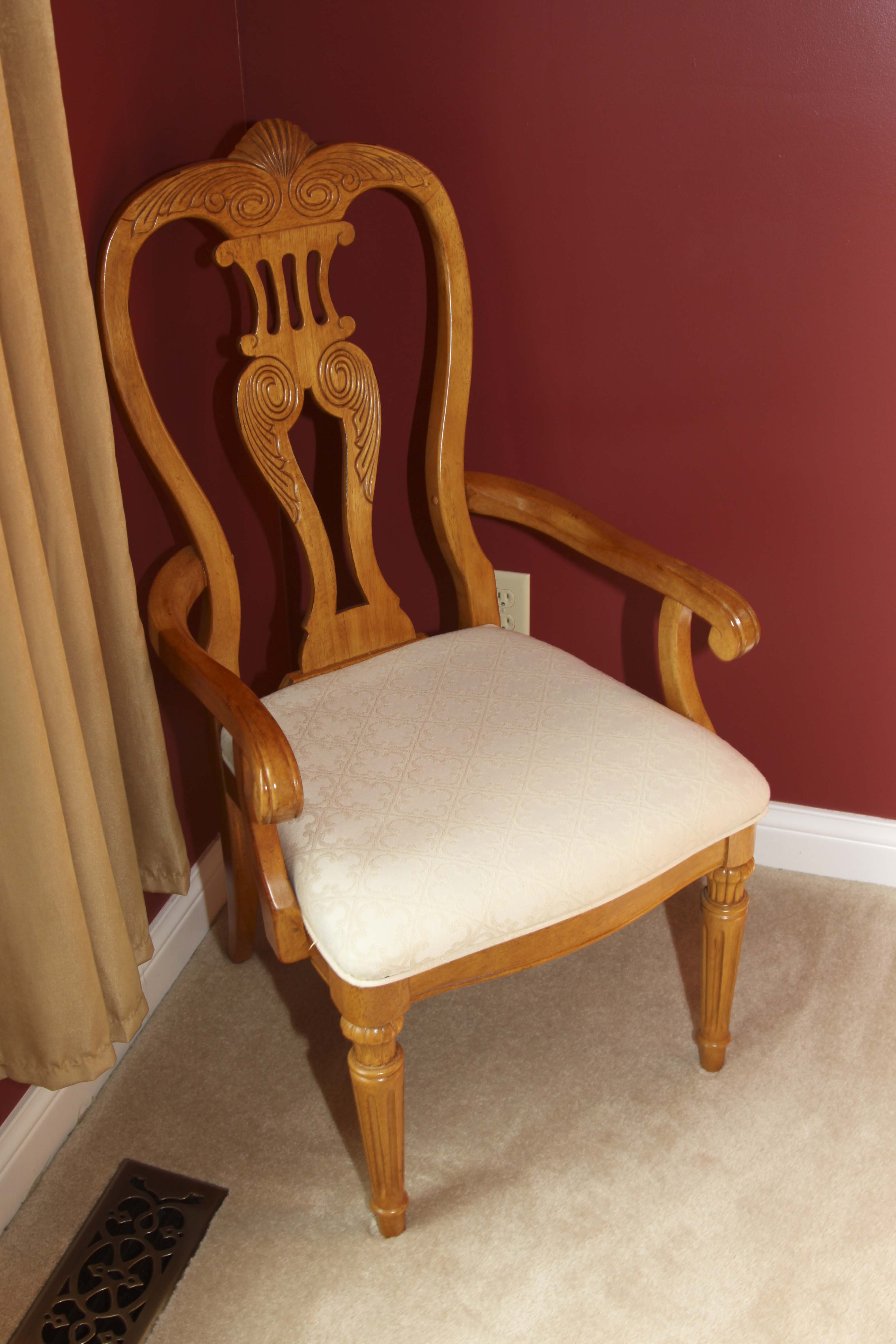 Elegant Olive Wood Dining Room Table and Eight Chairs