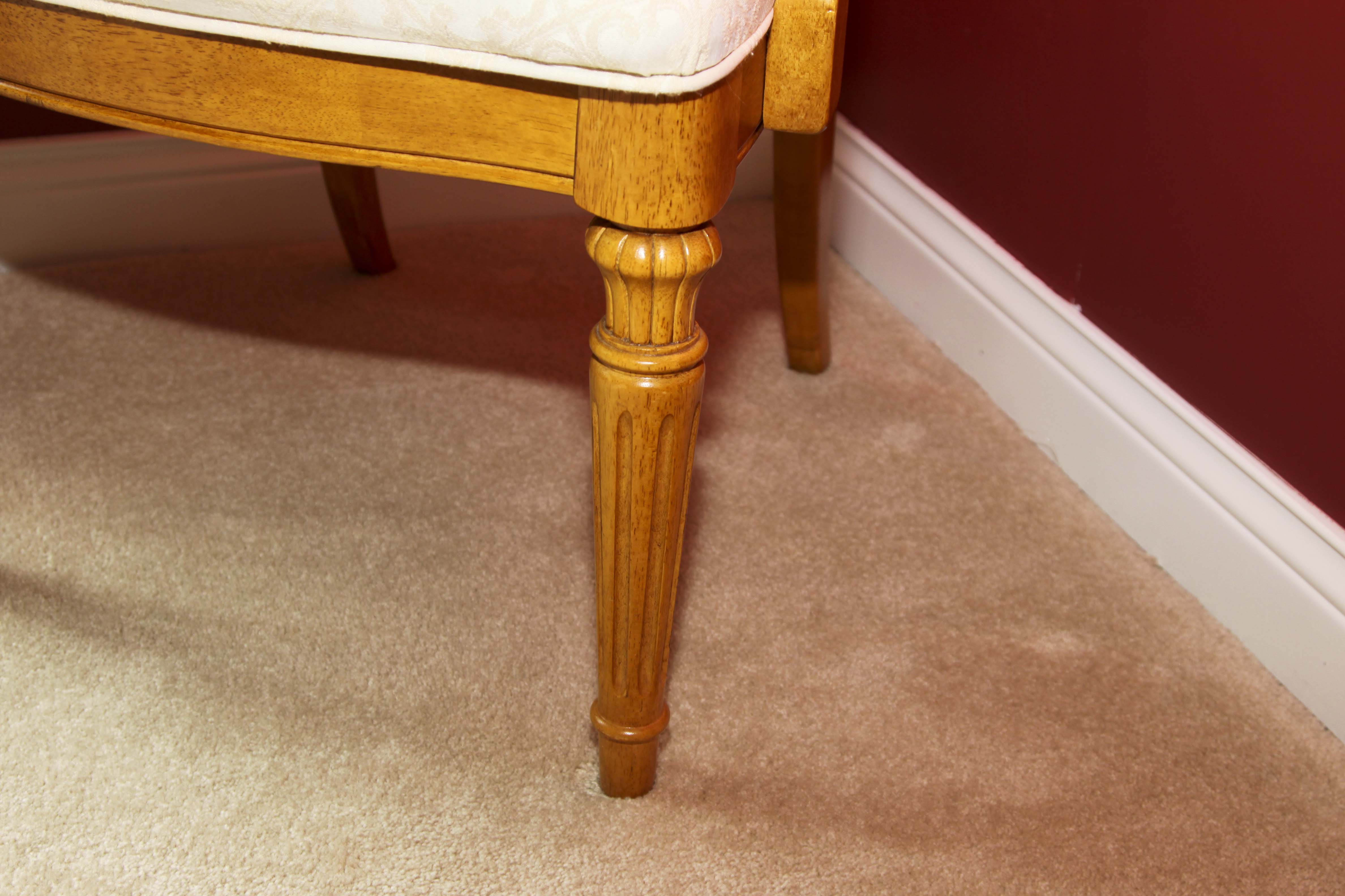 Elegant Olive Wood Dining Room Table and Eight Chairs