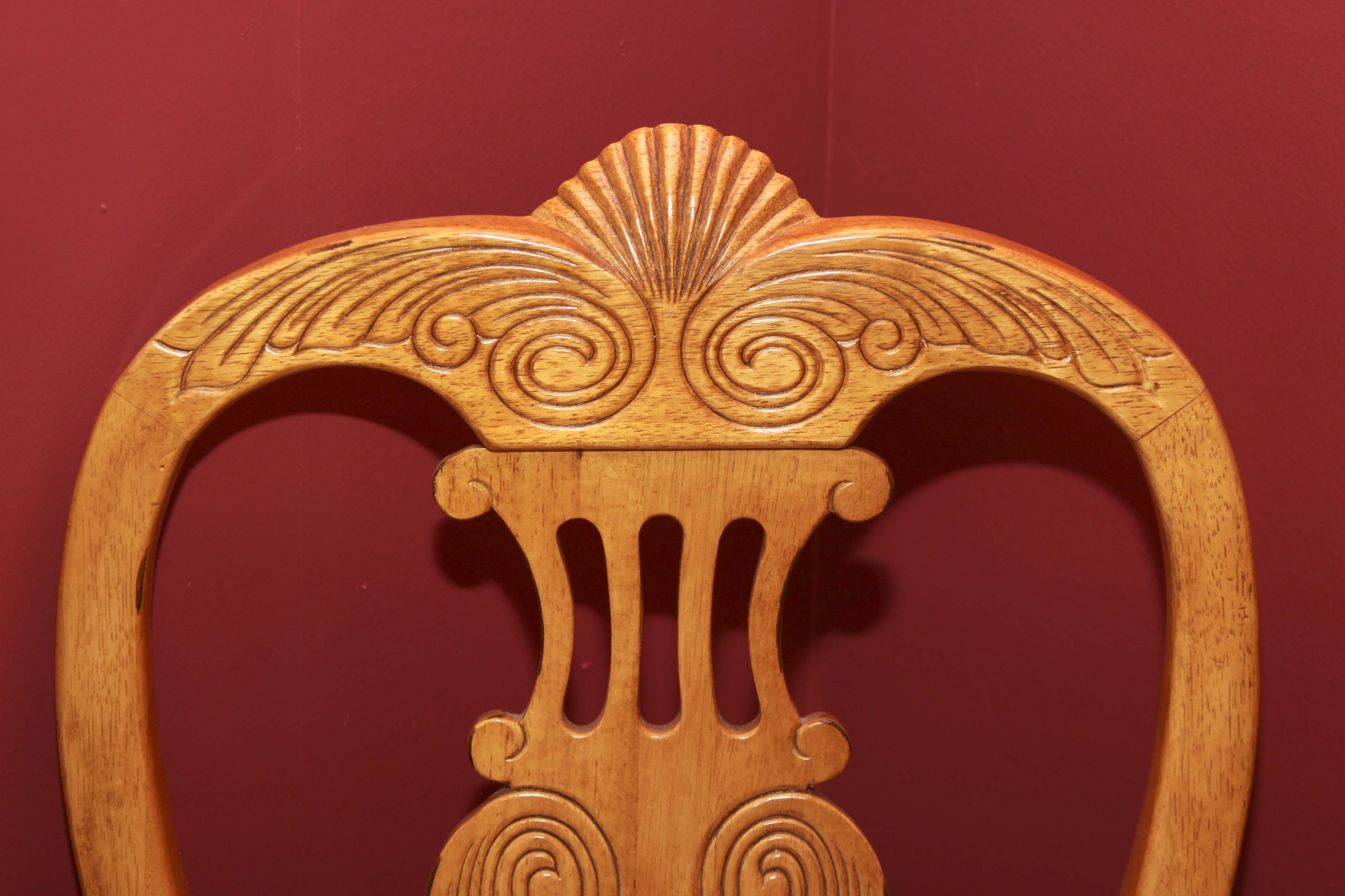 Elegant Olive Wood Dining Room Table and Eight Chairs