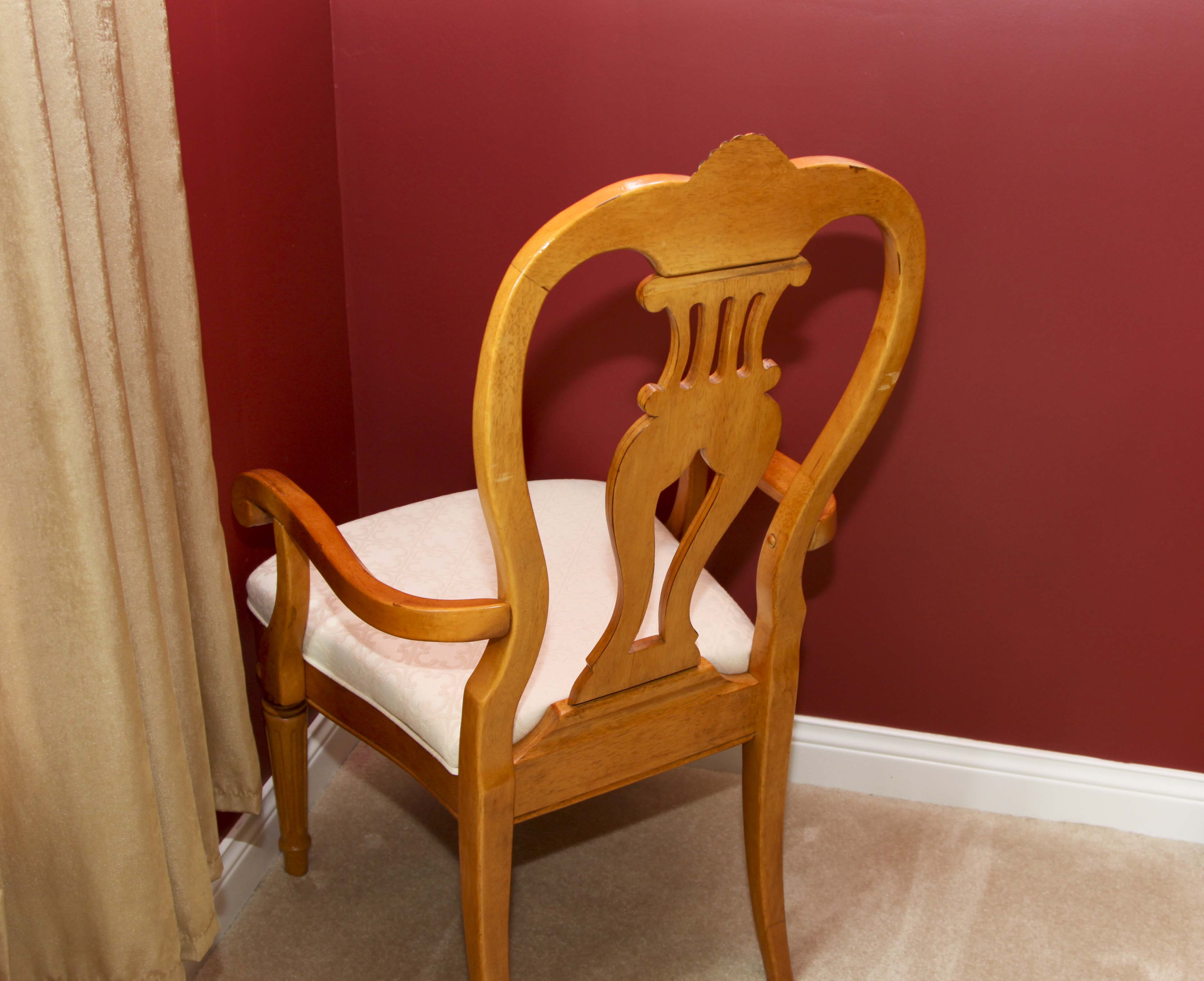Elegant Olive Wood Dining Room Table and Eight Chairs