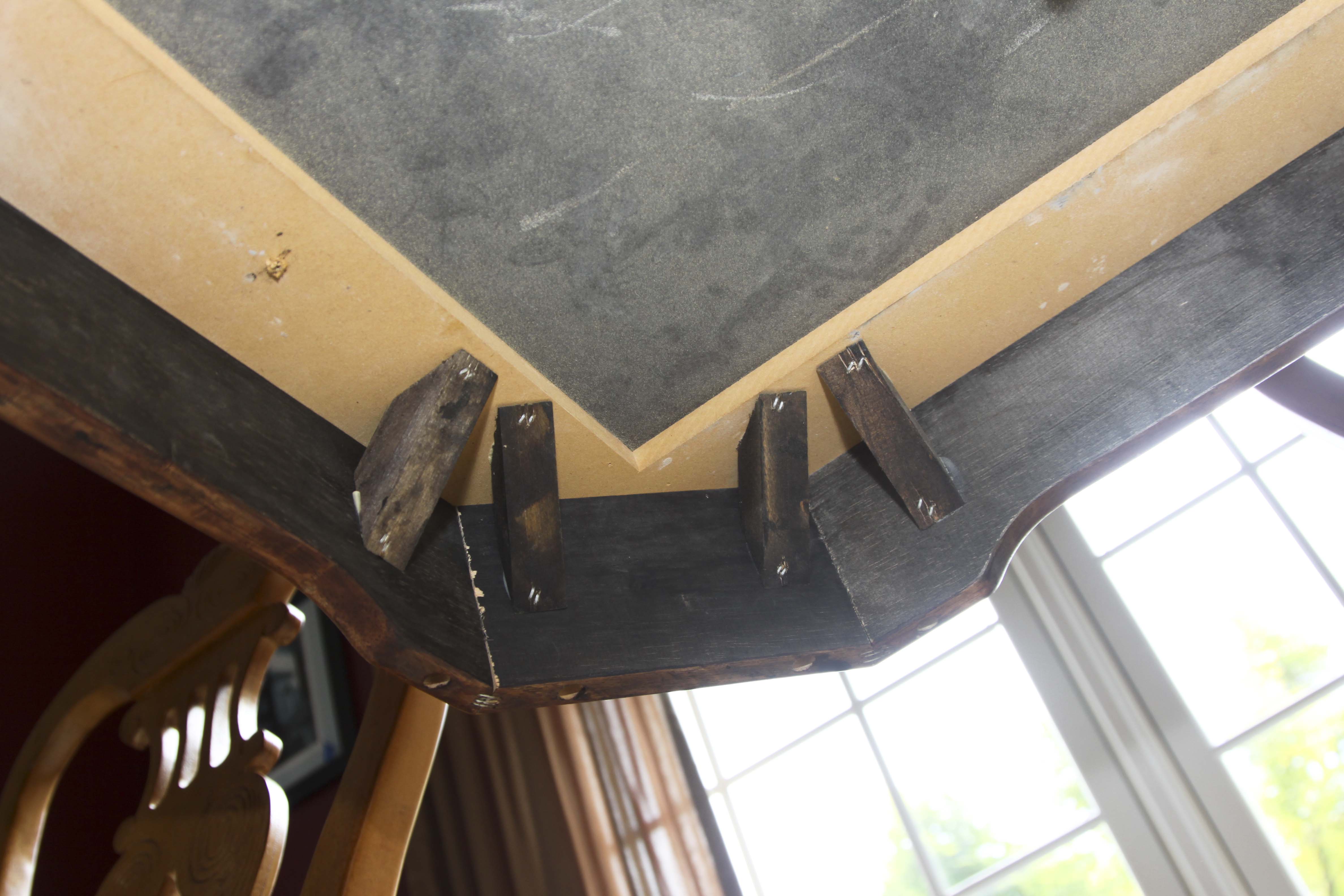 Elegant Olive Wood Dining Room Table and Eight Chairs