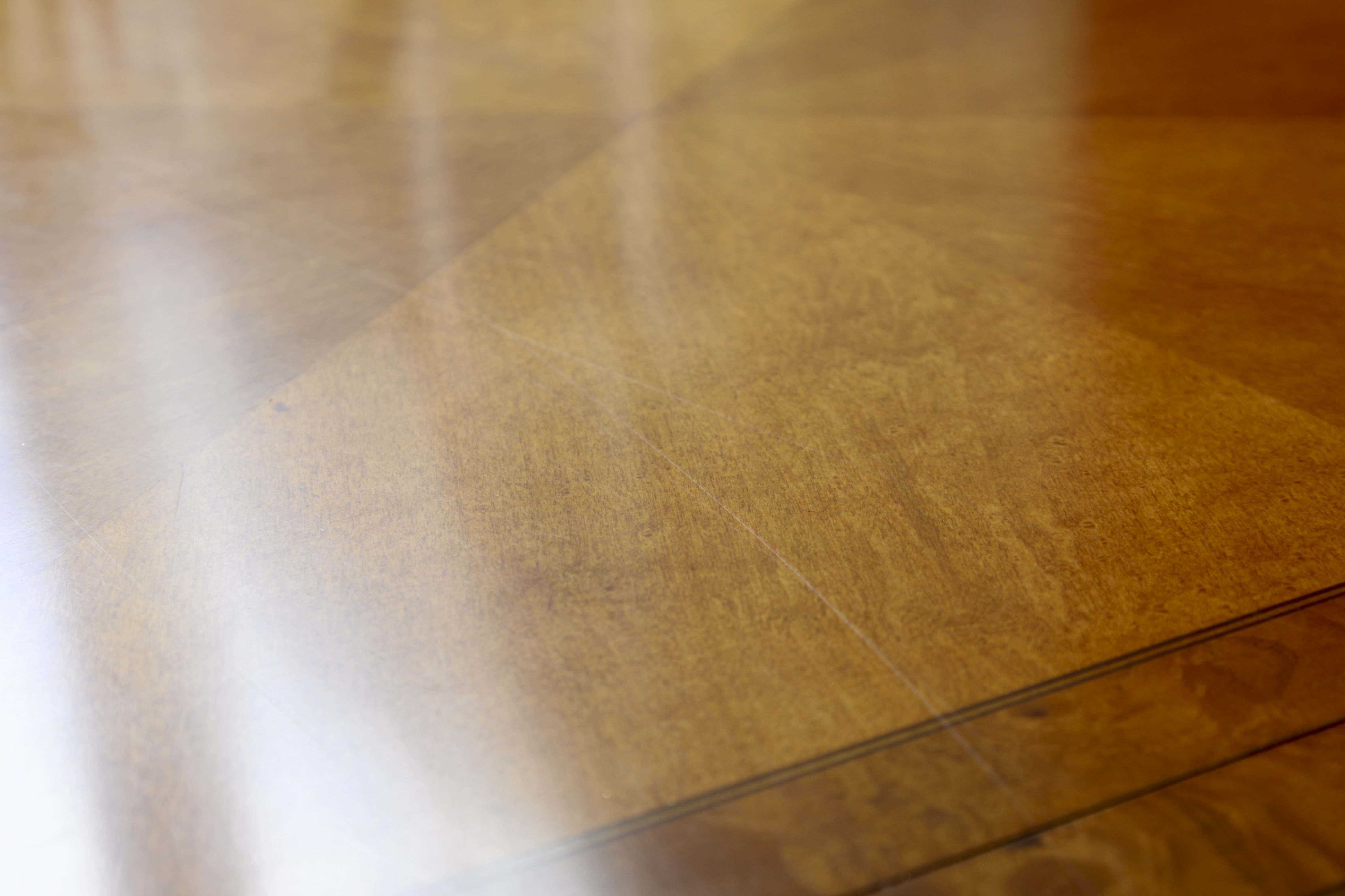 Elegant Olive Wood Dining Room Table and Eight Chairs