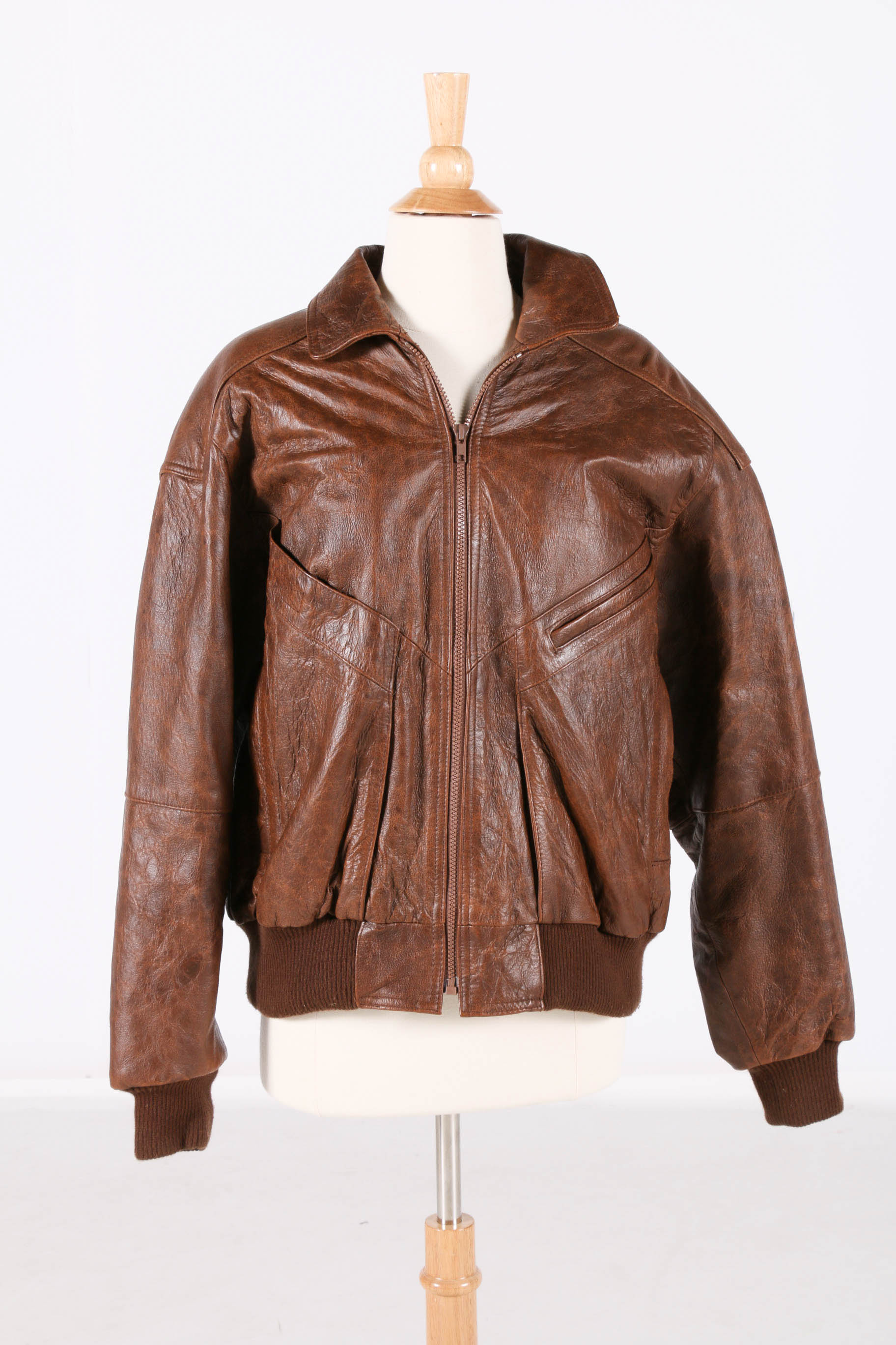 Vintage Men's Leather Bomber Flight Jacket by Philippe Monet