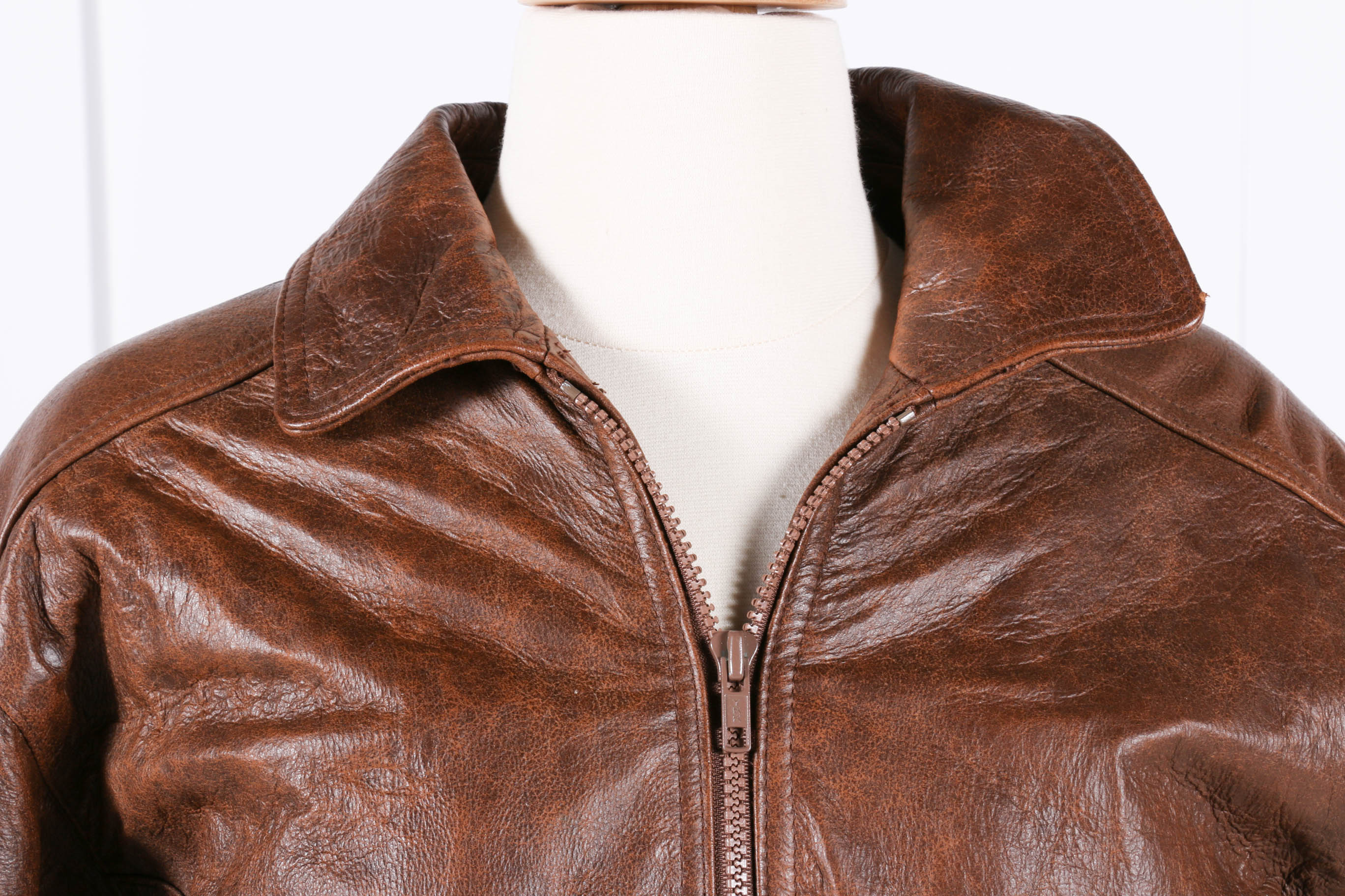 Vintage Men's Leather Bomber Flight Jacket by Philippe Monet