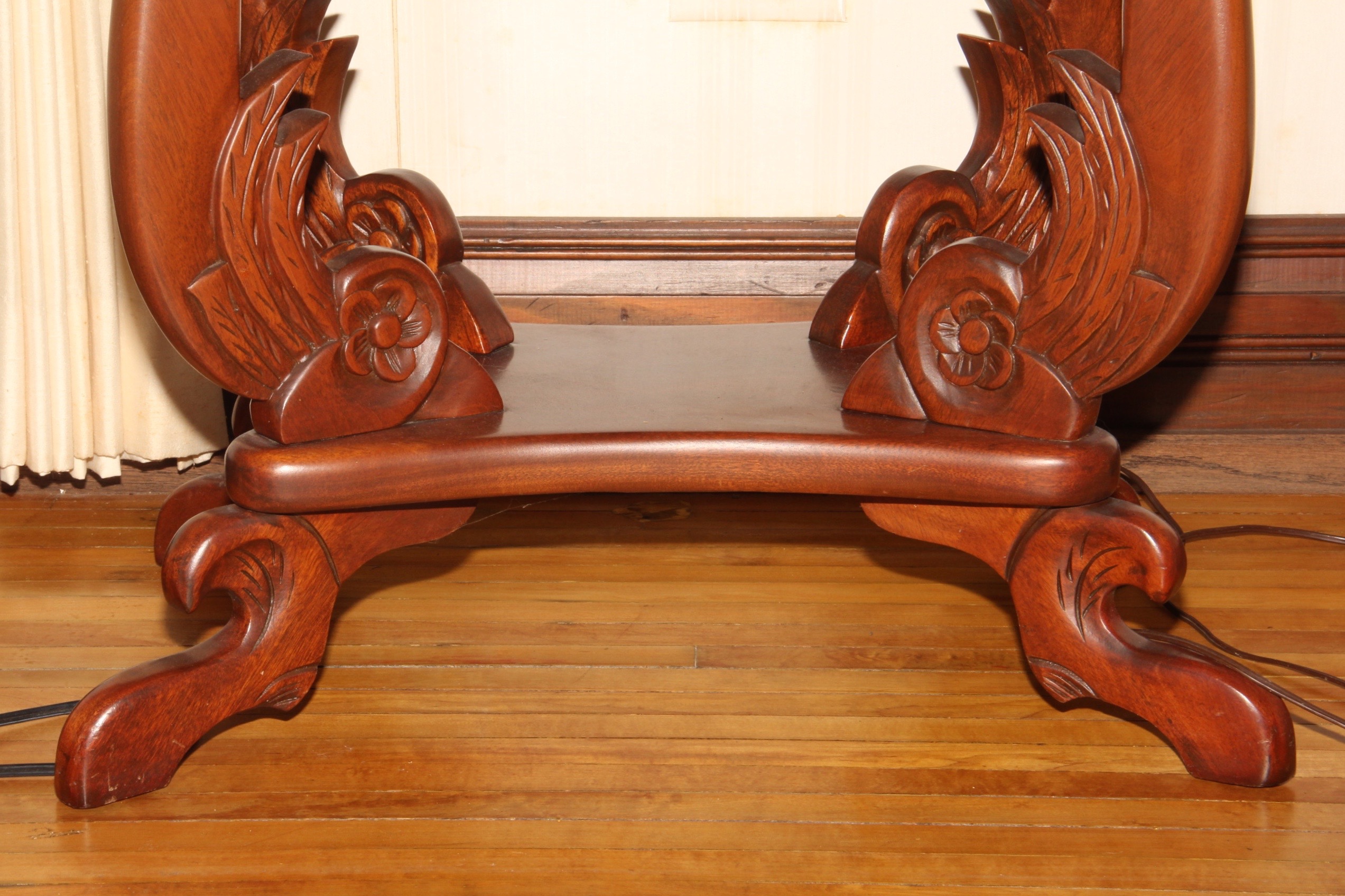 Italian Victorian Style Marble Top Carved Table