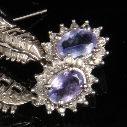 14K White Gold Tanzanite and 0.75 CTW Diamond Earrings