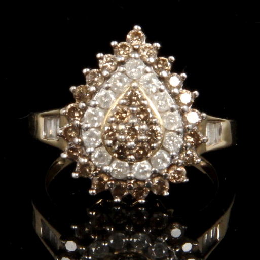 10K Yellow Gold Chocolate and White Diamond Ring