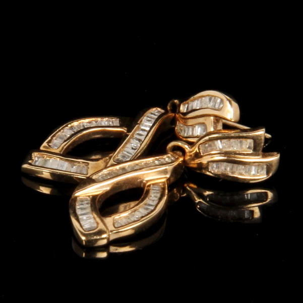 10K Yellow Gold 1.50 CTW Diamond Drop Earrings