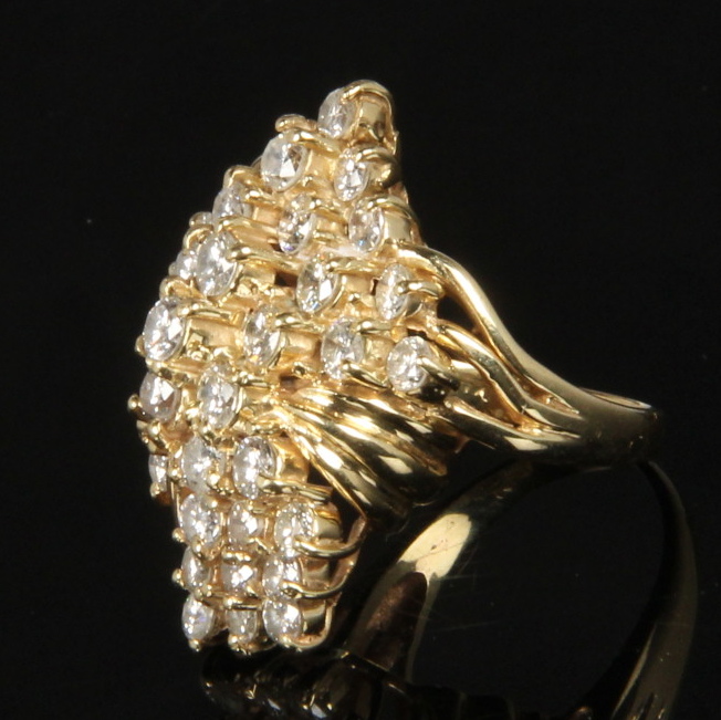 14K Yellow Gold 2.50 CTW Diamond Cluster Ring