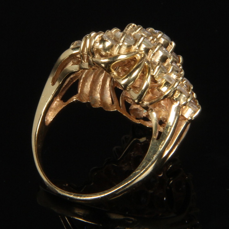 14K Yellow Gold 2.50 CTW Diamond Cluster Ring