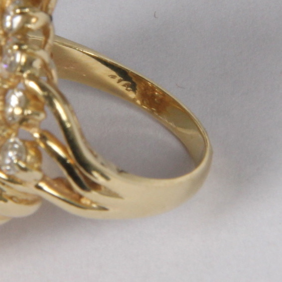 14K Yellow Gold 2.50 CTW Diamond Cluster Ring