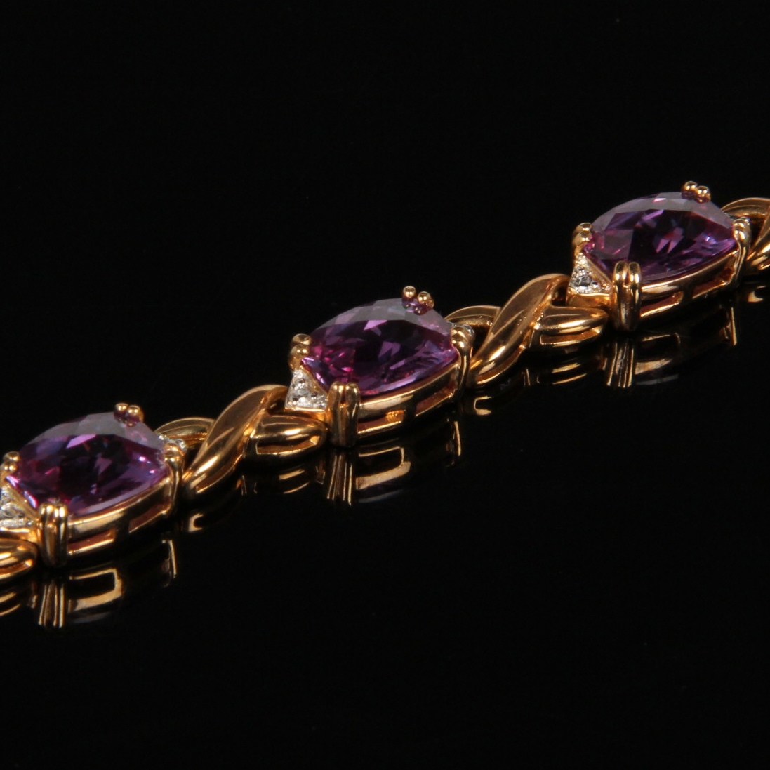 Sterling Silver Plated Diamond and Imitation Gemstone Bracelet