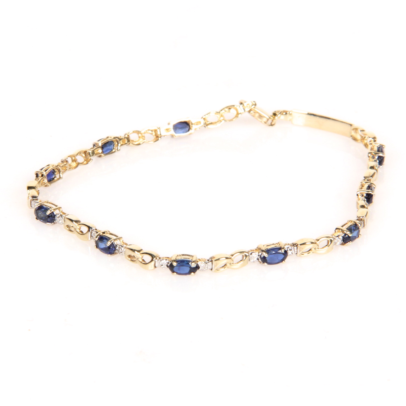 10K Yellow Gold Diamond and Sapphire Bracelet