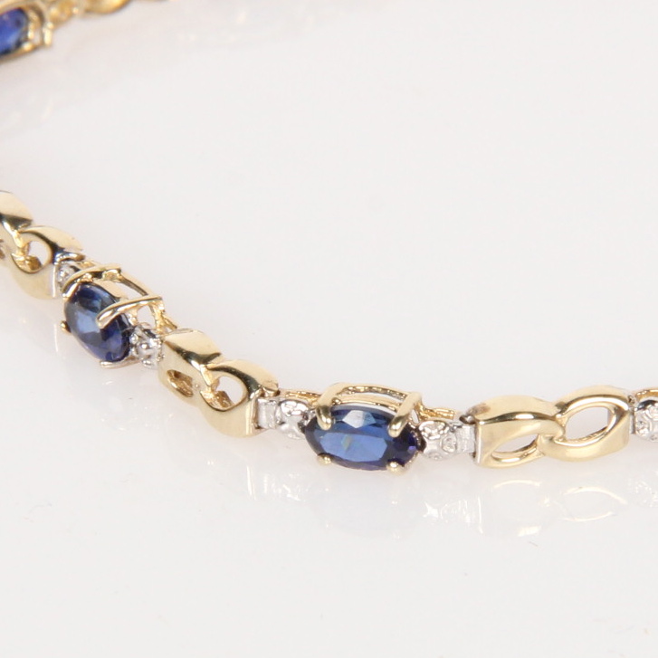 10K Yellow Gold Diamond and Sapphire Bracelet