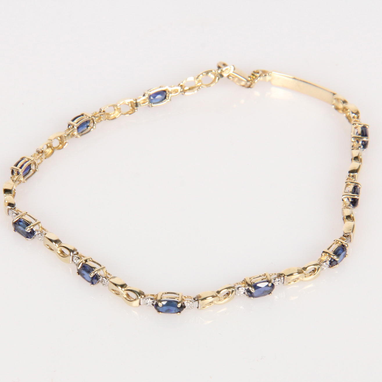 10K Yellow Gold Diamond and Sapphire Bracelet