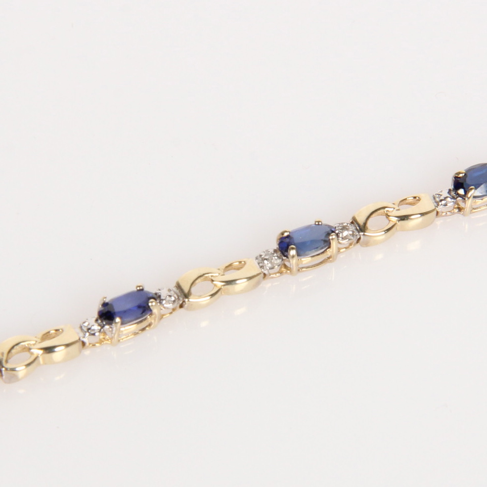 10K Yellow Gold Diamond and Sapphire Bracelet