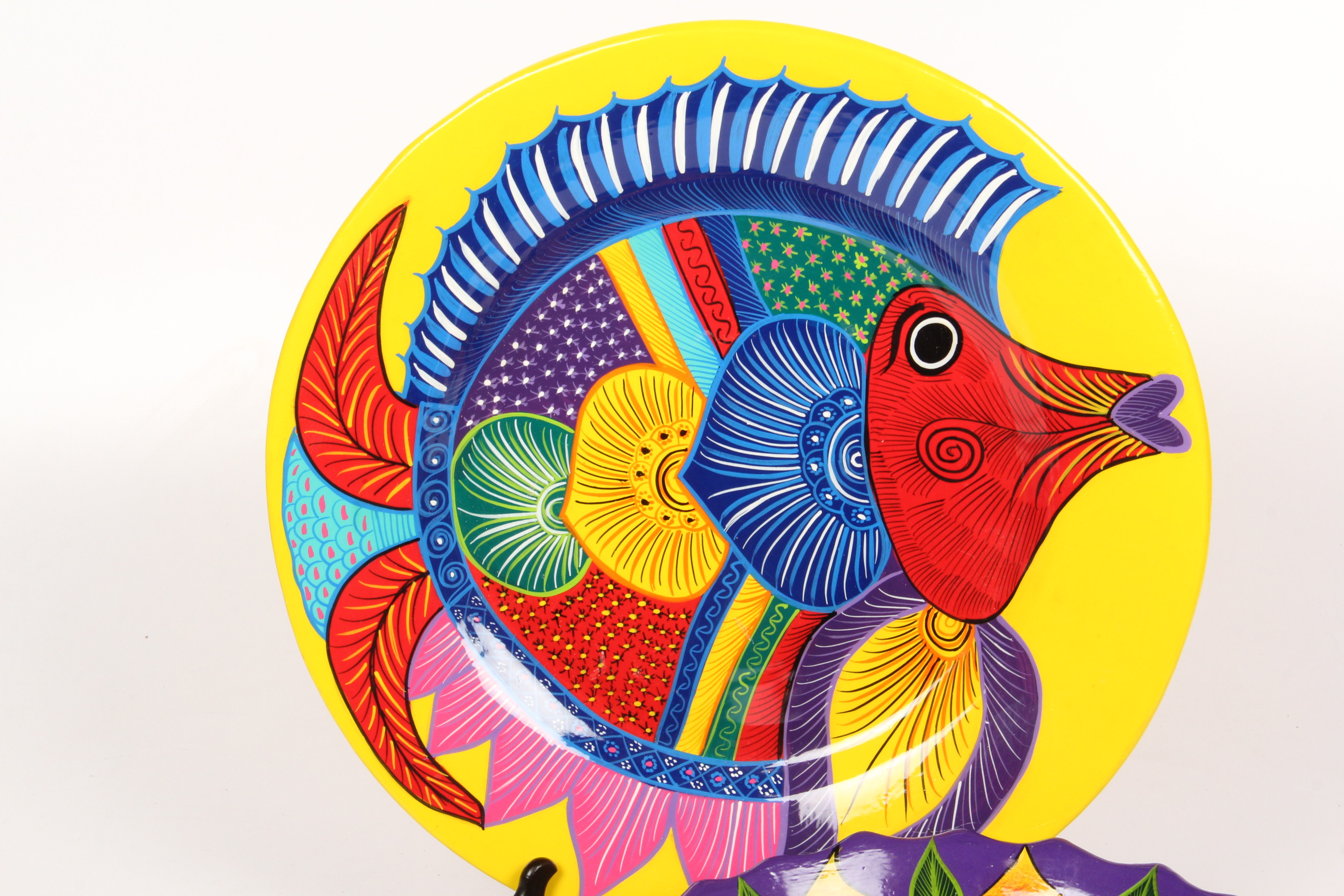 Three Vibrantly Painted Terracotta Pieces