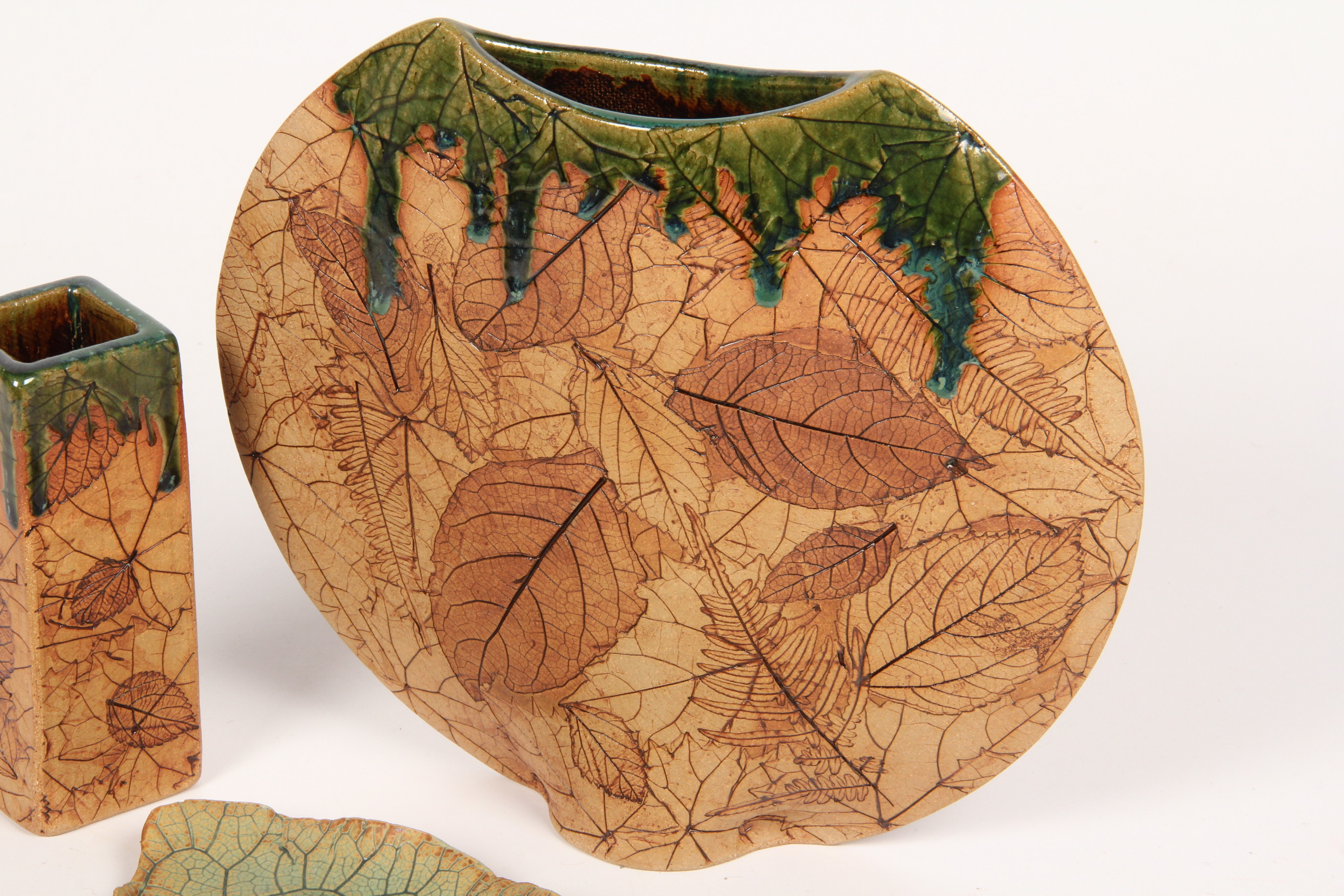 Collection of Handmade Malabar Leaf Pottery