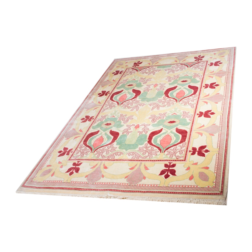 Contemporary Hand Knotted Oushak Rug