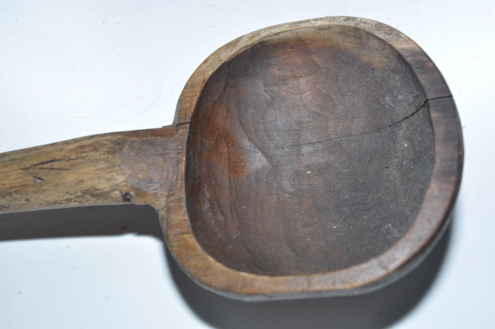 Antique Wooden Pail and Serving Spoon