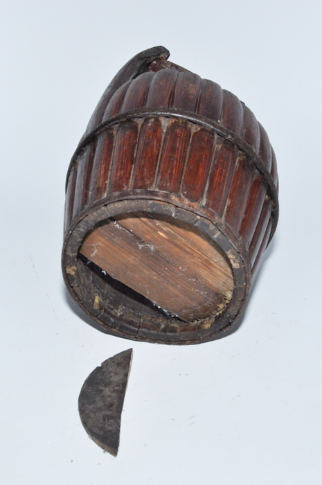 Antique Wooden Pail and Serving Spoon