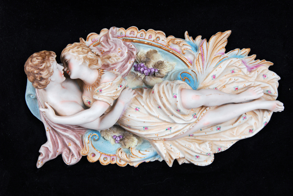 Porcelain Sculpture on Framed Velveteen