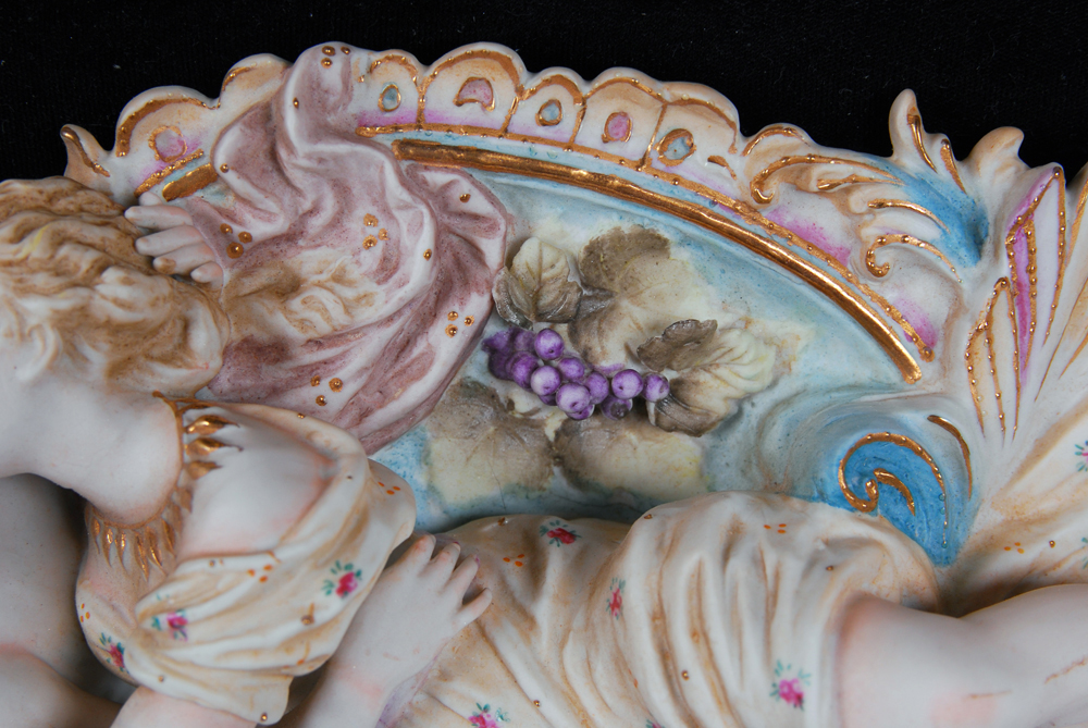 Porcelain Sculpture on Framed Velveteen