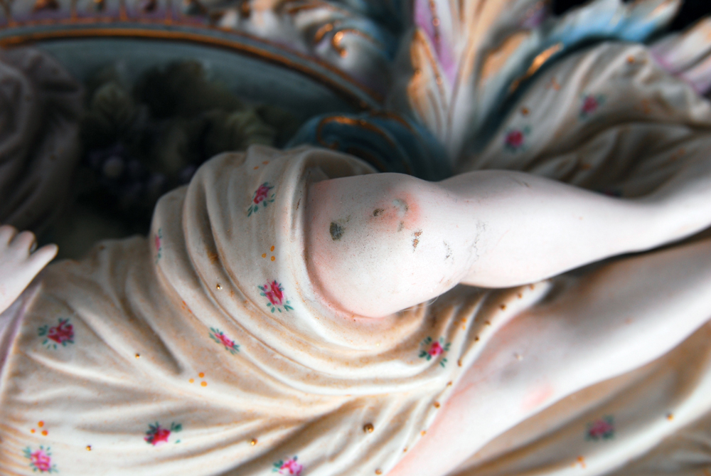 Porcelain Sculpture on Framed Velveteen