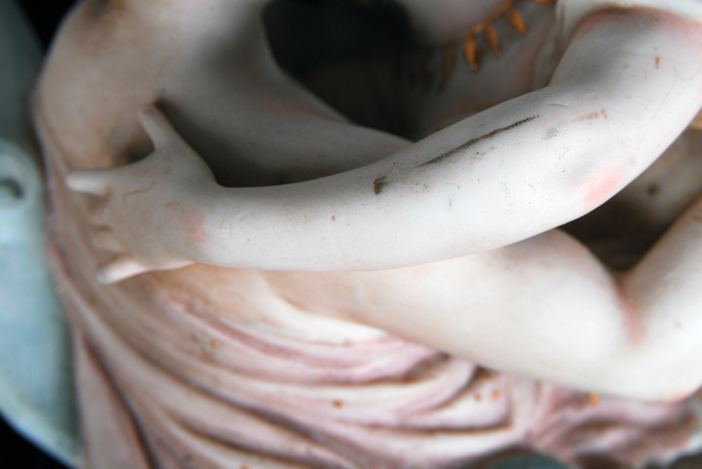 Porcelain Sculpture on Framed Velveteen