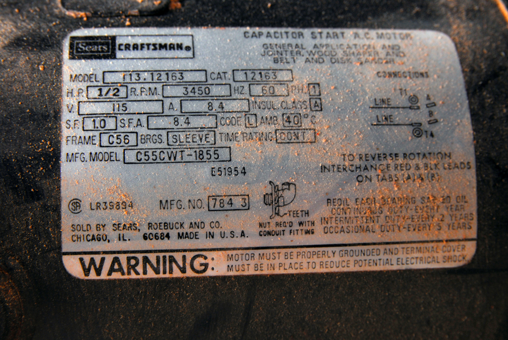 Sears Craftsman Jointer-Planer With Legs and Motor
