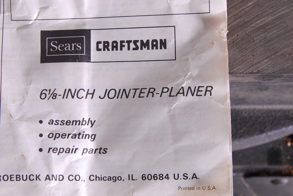 Sears Craftsman Jointer-Planer With Legs and Motor