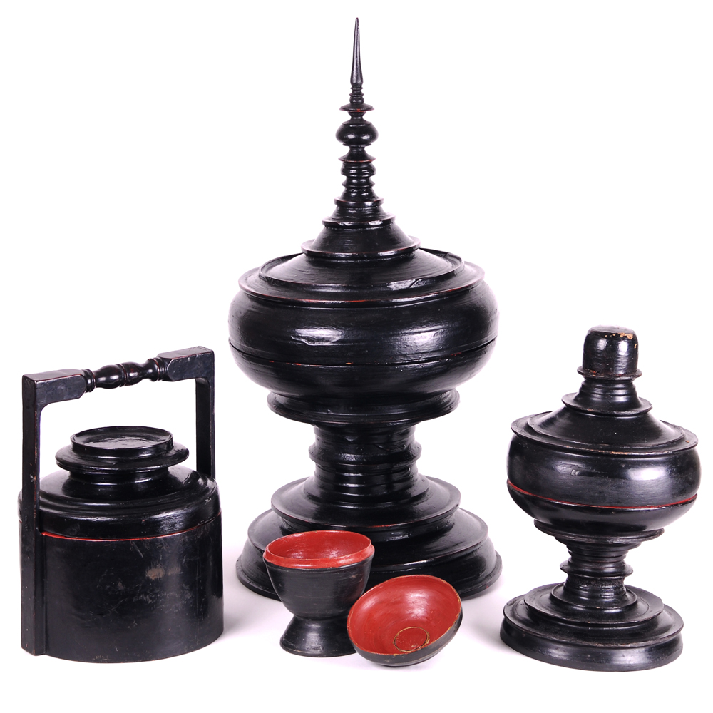 Collection of Black Lacquered Containers