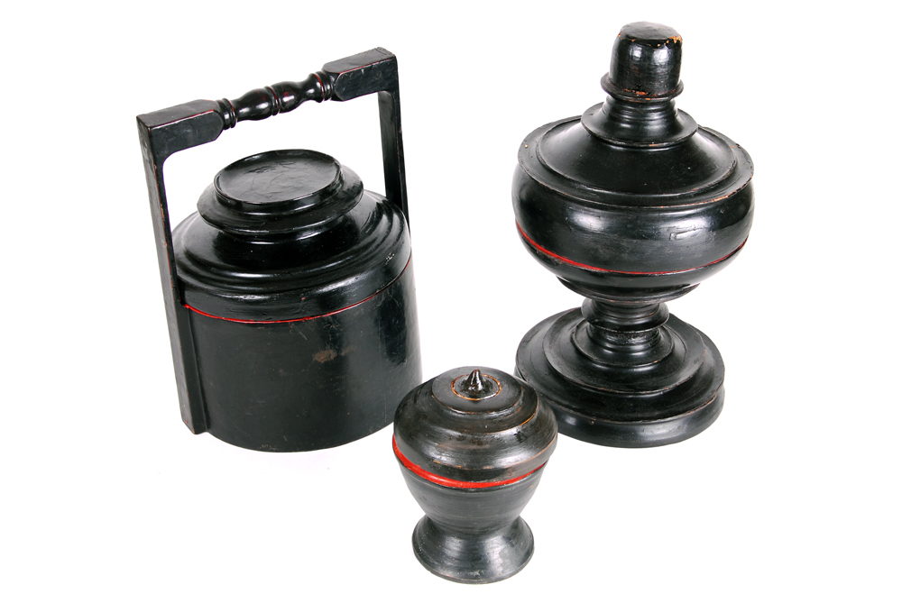 Collection of Black Lacquered Containers