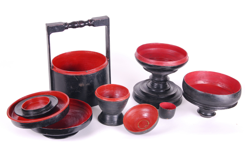 Collection of Black Lacquered Containers