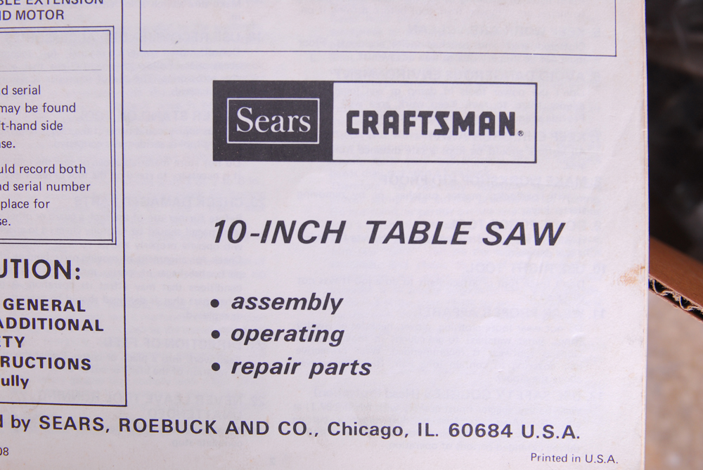 Craftsman 10" Table Saw