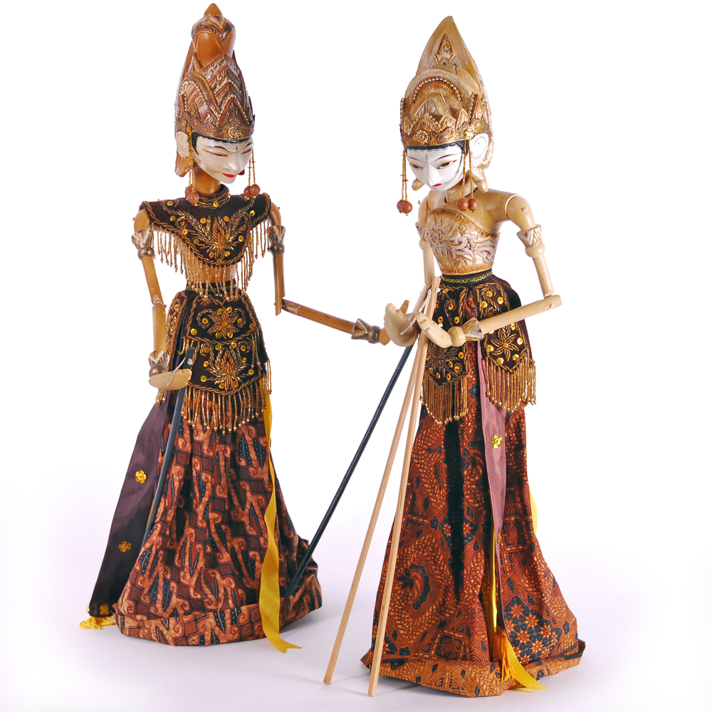 Indonesian Rama and Sita "Wayang Golek" Rod Puppets