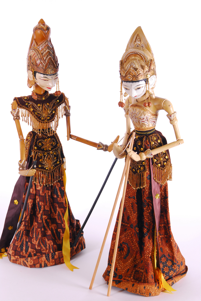 Indonesian Rama and Sita "Wayang Golek" Rod Puppets
