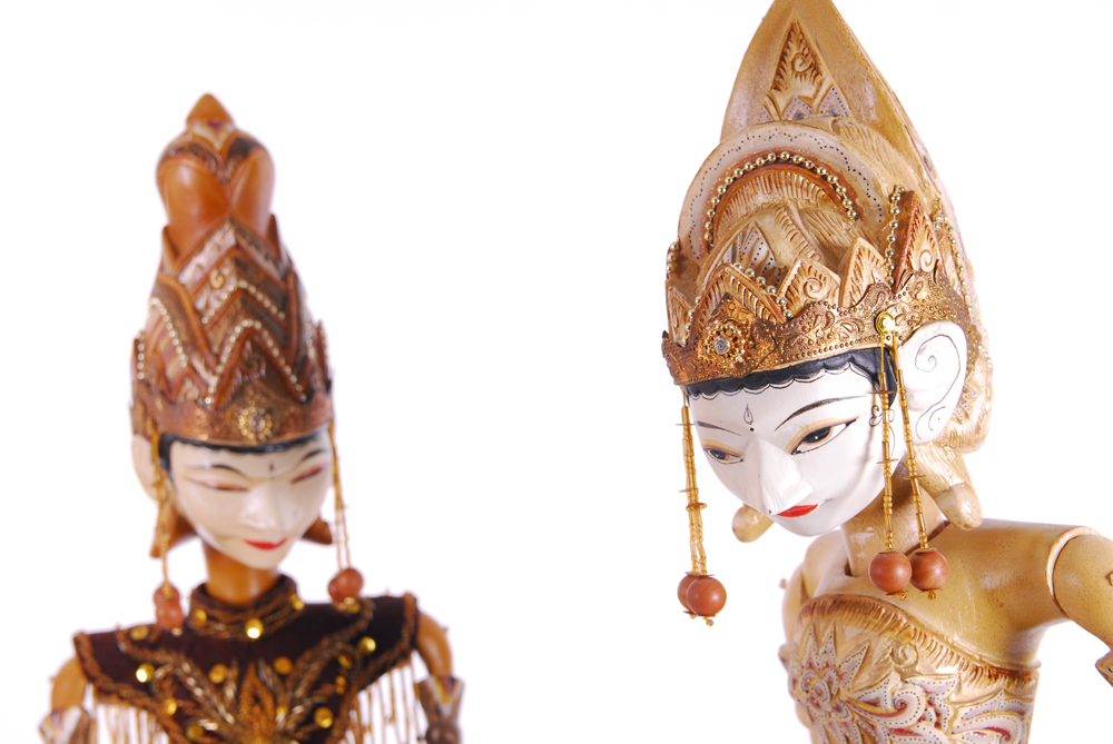 Indonesian Rama and Sita "Wayang Golek" Rod Puppets
