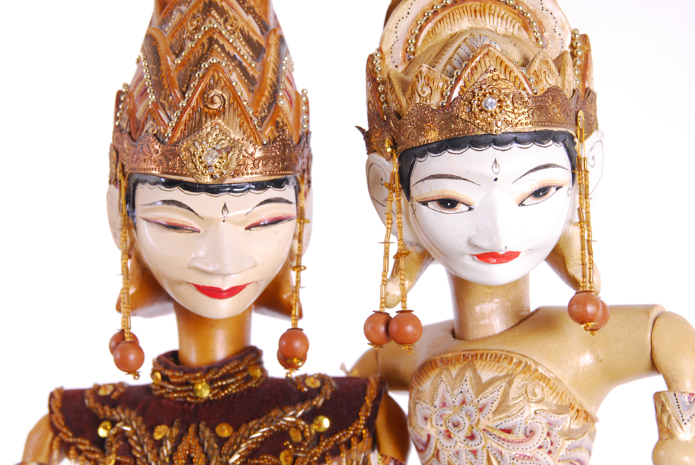 Indonesian Rama and Sita "Wayang Golek" Rod Puppets