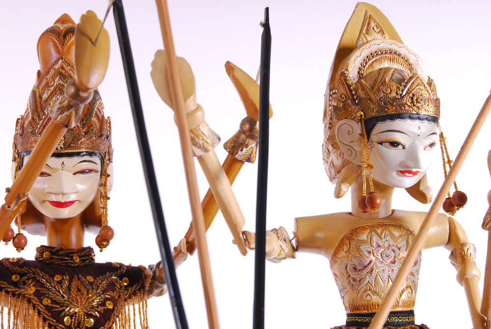 Indonesian Rama and Sita "Wayang Golek" Rod Puppets