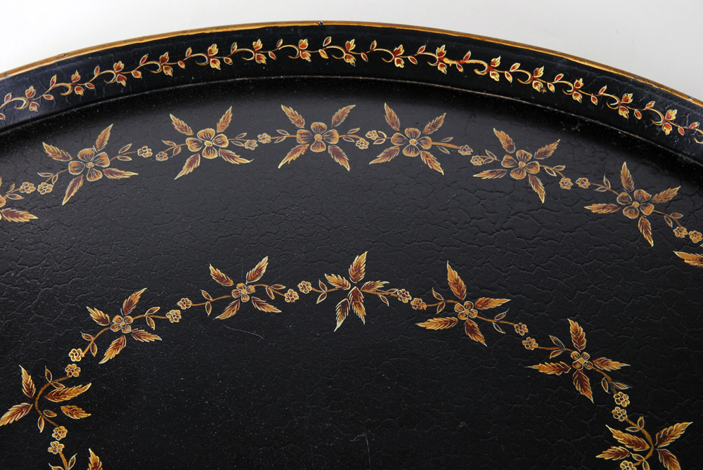 Black Lacquered Tole Tray Table