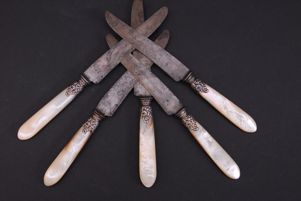 Set of Sterling Silver and Mother of Pearl Handled Flatware