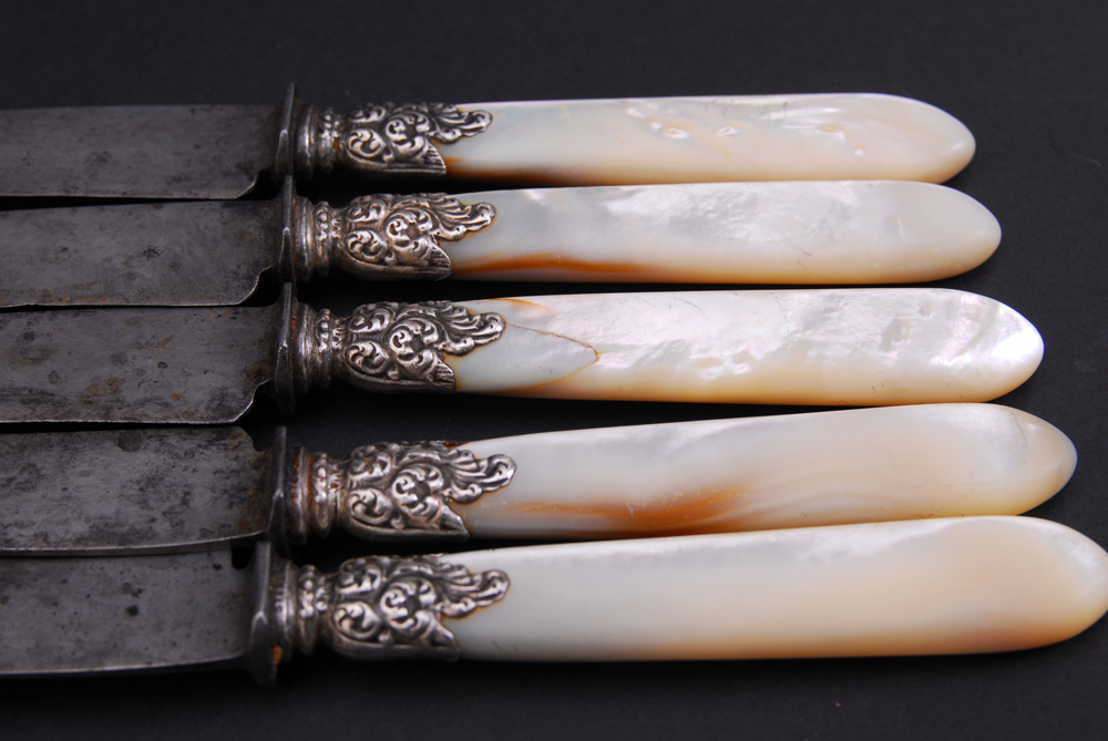 Set of Sterling Silver and Mother of Pearl Handled Flatware