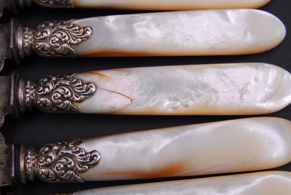 Set of Sterling Silver and Mother of Pearl Handled Flatware