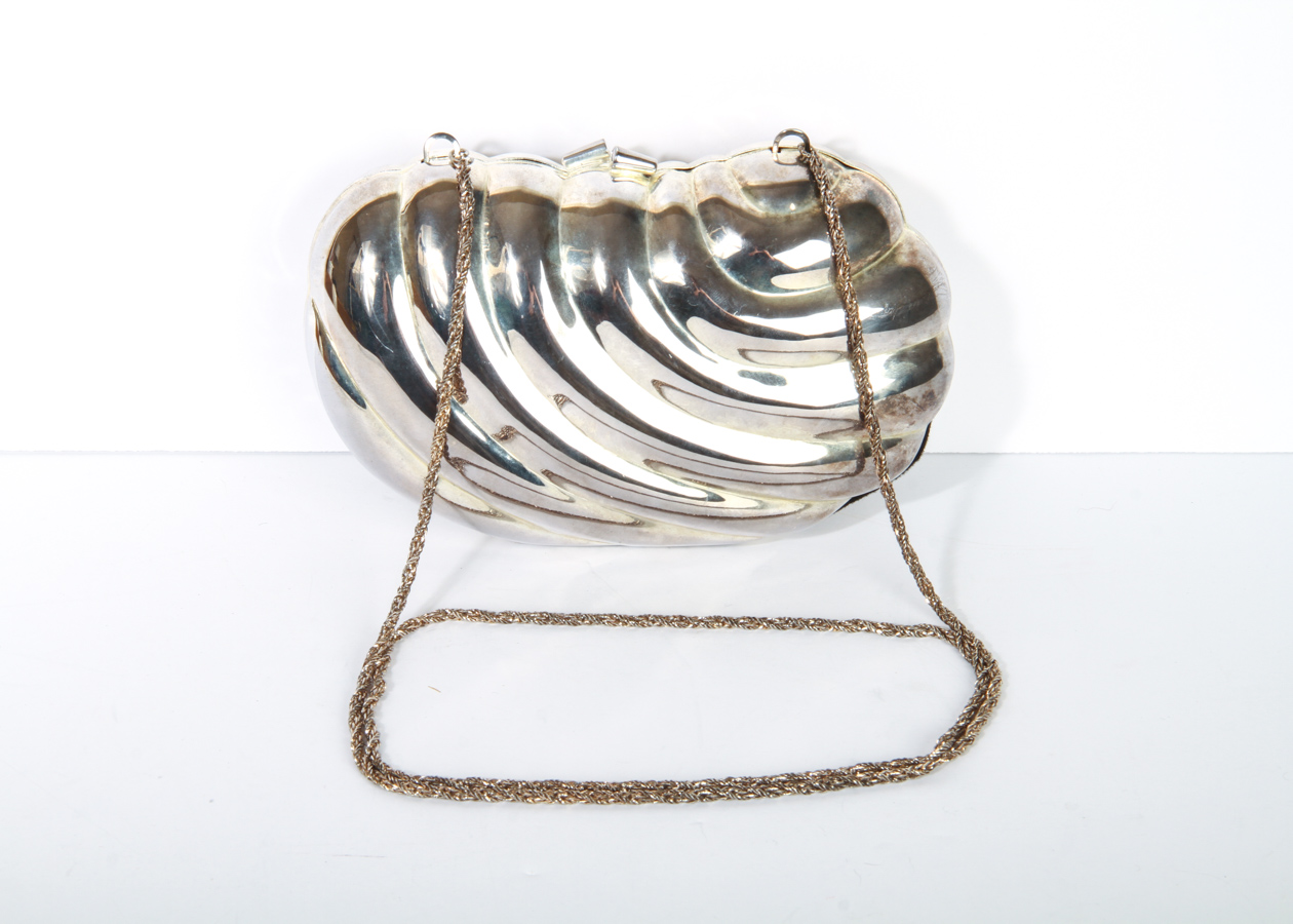 Pierre Cardin Vintage Metal Clutch Handbag with Shoulder Chain