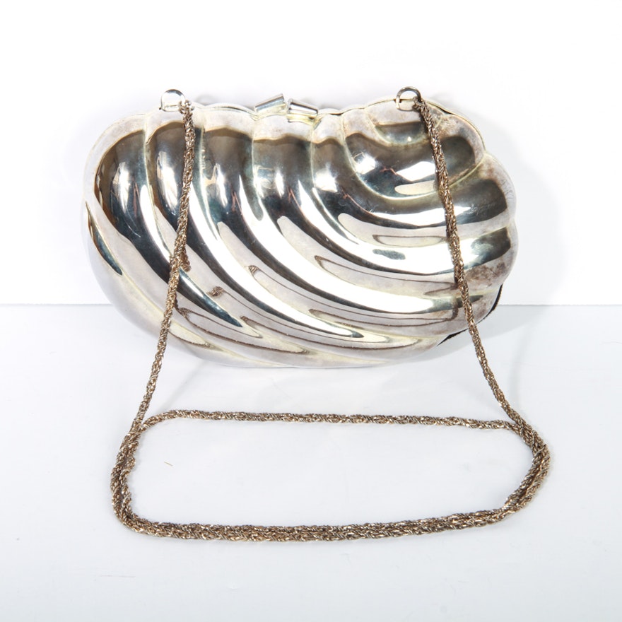 Pierre Cardin Vintage Metal Clutch Handbag with Shoulder Chain