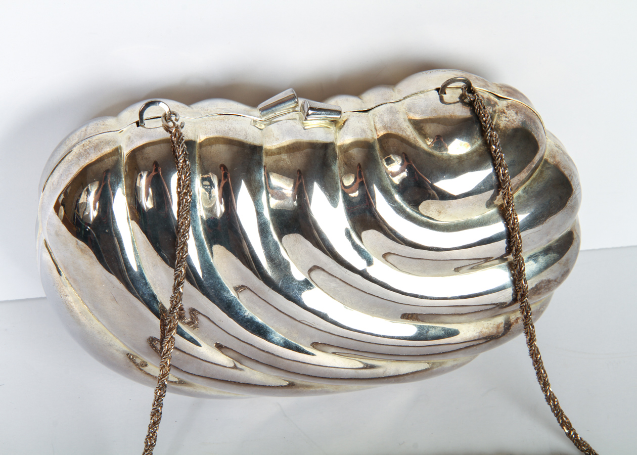 Pierre Cardin Vintage Metal Clutch Handbag with Shoulder Chain