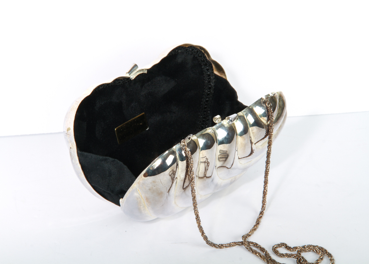 Pierre Cardin Vintage Metal Clutch Handbag with Shoulder Chain